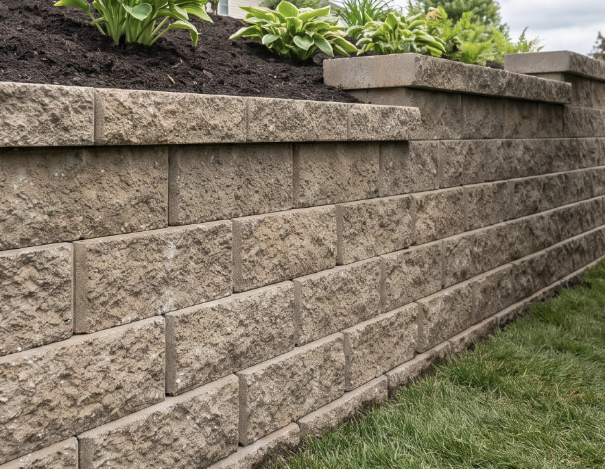 Going Yard retaining wall installation in St. Albert
